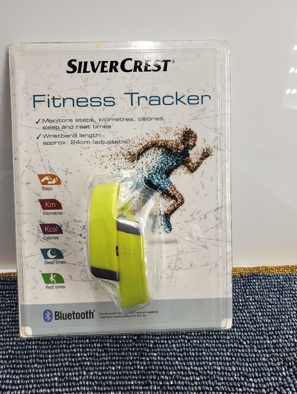 Silver Crest Fitness Tracker Monitor Steps Calorie Counter Green Wristband (C30)
